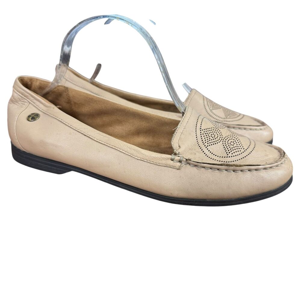 Naturalizer Amira Womens Nude Perforated Logo Slip On Flats Loafers Shoes sz 10